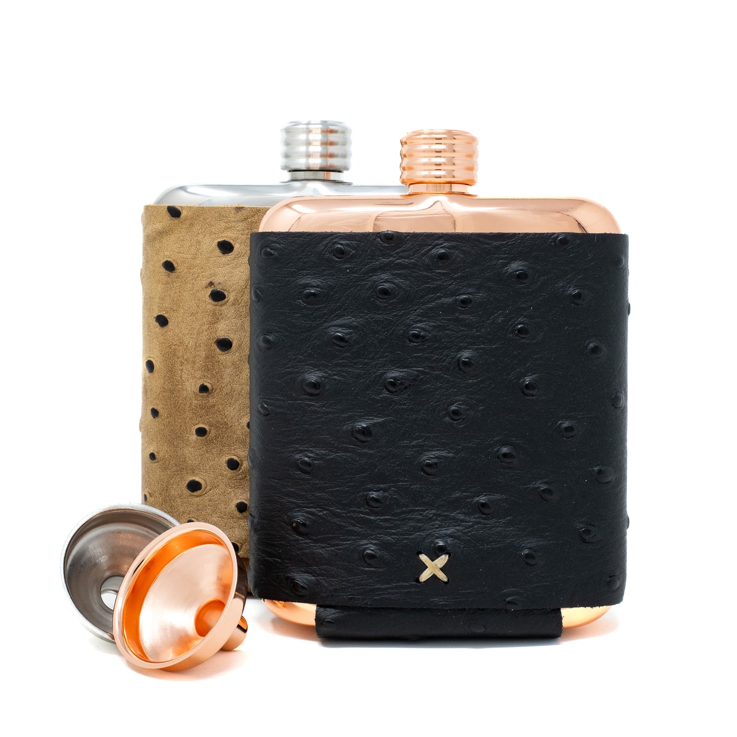 Ostrich Embossed Flasks