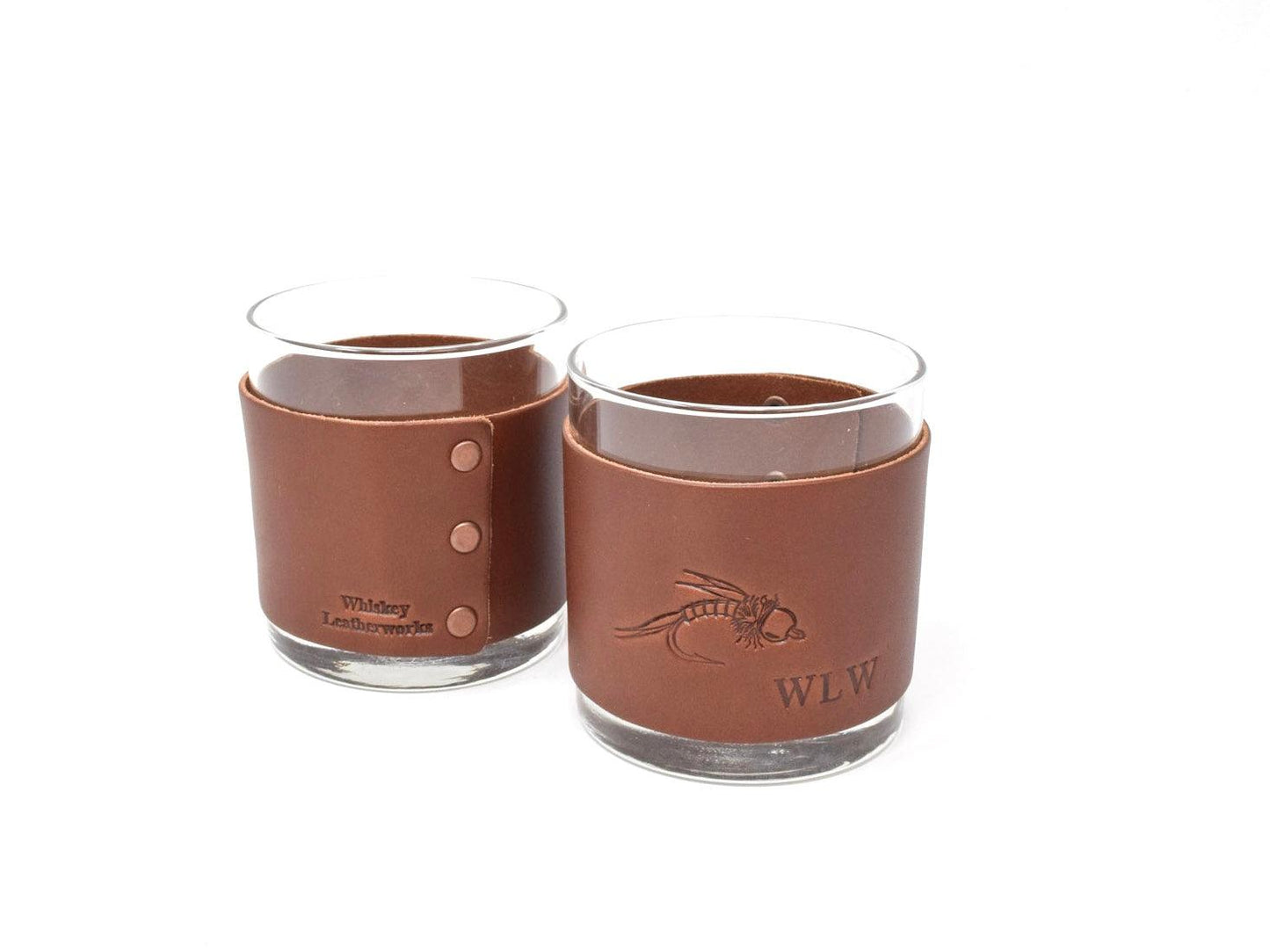 Fly Stamped Rocks Glasses - Whiskey Leatherworks
