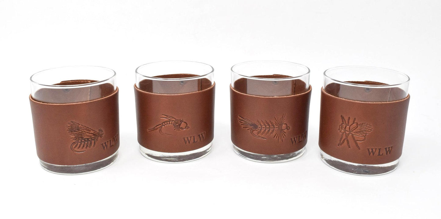 Fly Stamped Rocks Glasses - Whiskey Leatherworks