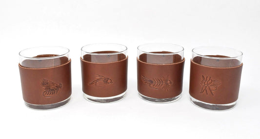 Fly Stamped Rocks Glasses - Whiskey Leatherworks