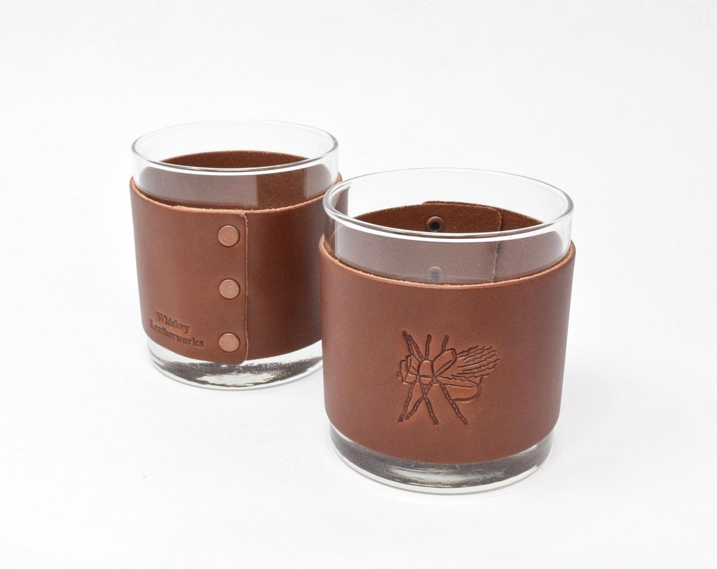 Fly Stamped Rocks Glasses - Whiskey Leatherworks