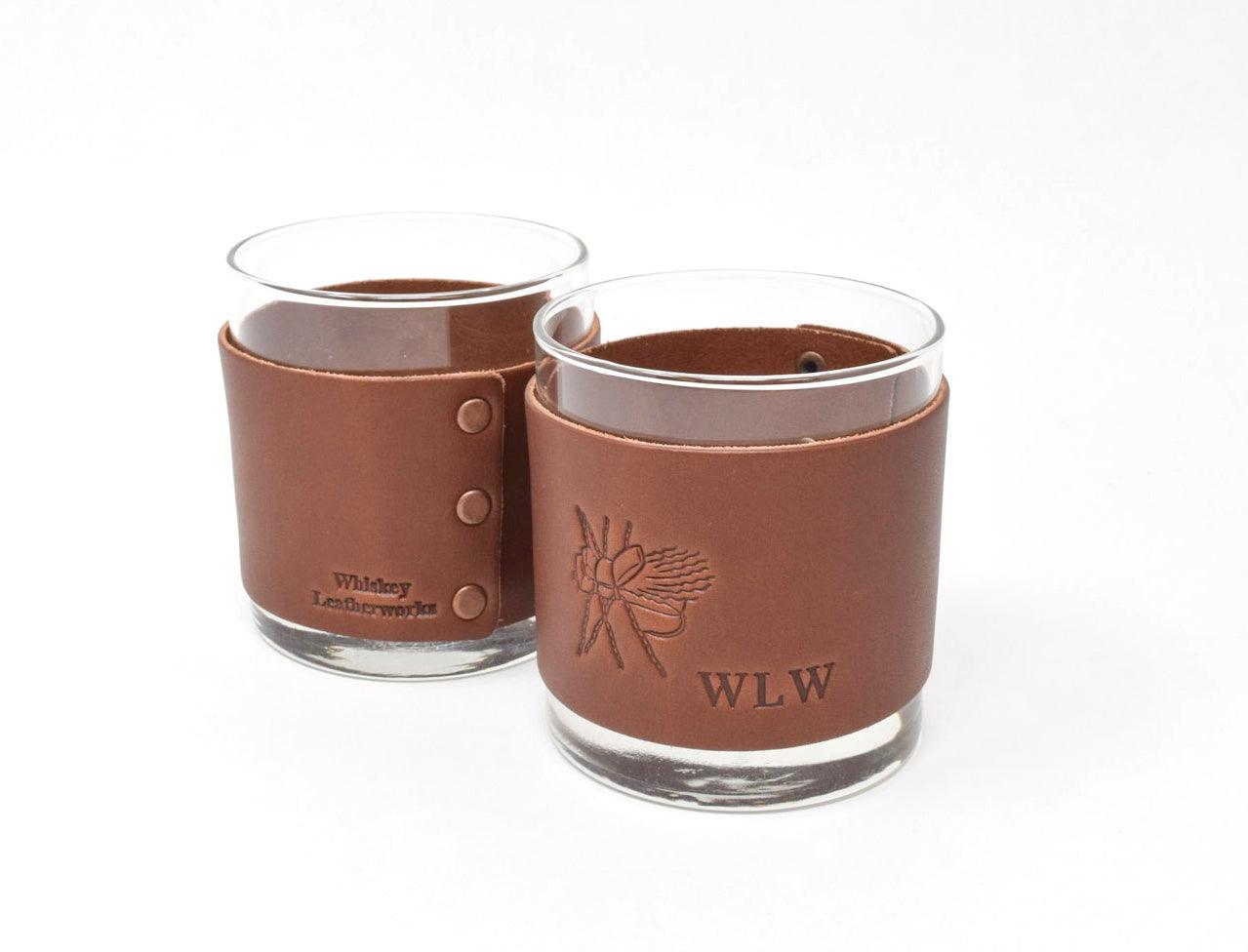 Fly Stamped Rocks Glasses - Whiskey Leatherworks