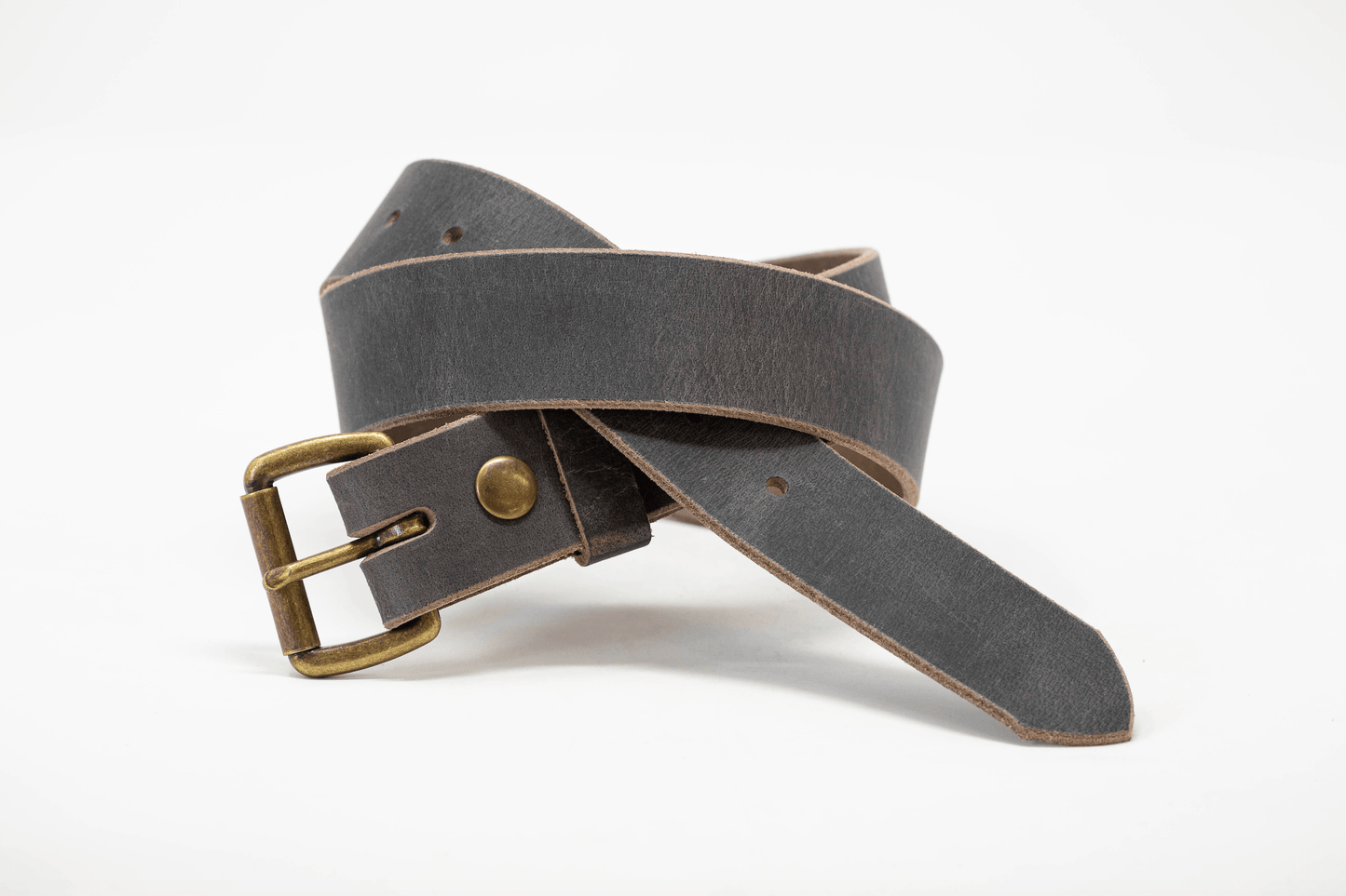 Antique Brass Roller Buckle Belts - Whiskey Leatherworks