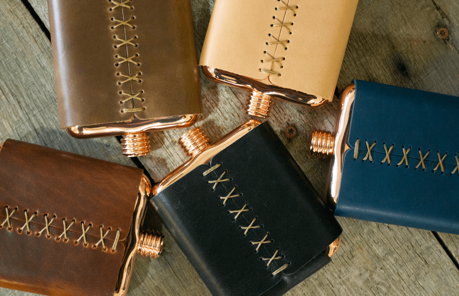 The Clark Fork Copper Flask - Whiskey Leatherworks