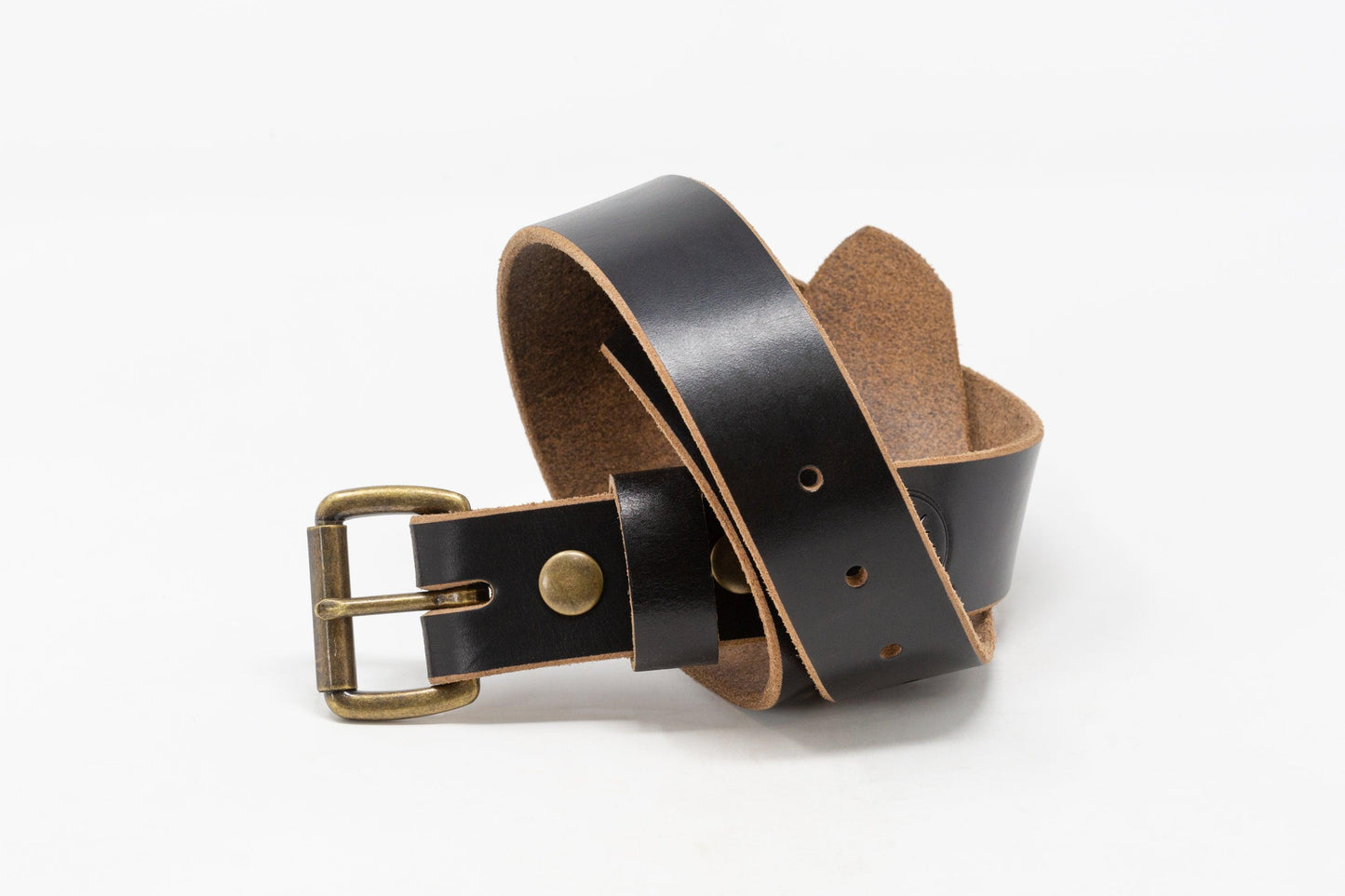 Antique Brass Roller Buckle Belts - Whiskey Leatherworks