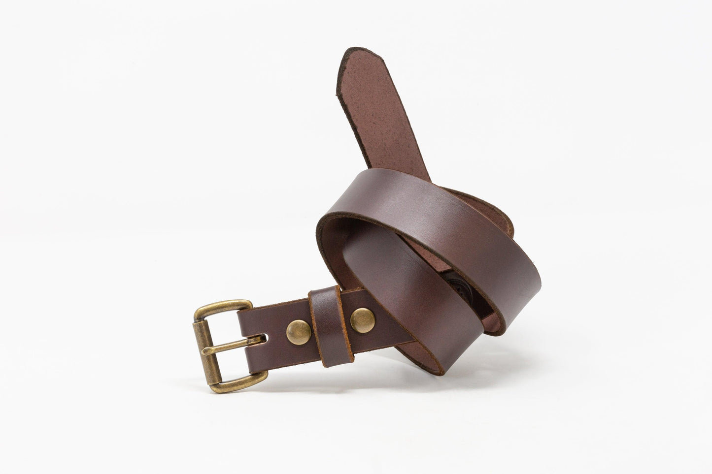 Antique Brass Roller Buckle Belts - Whiskey Leatherworks