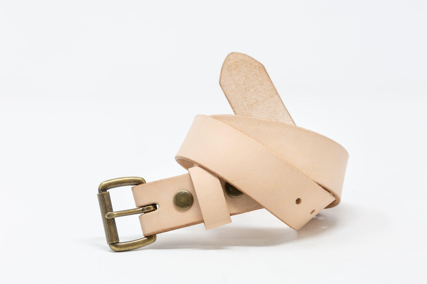 Antique Brass Roller Buckle Belts - Whiskey Leatherworks