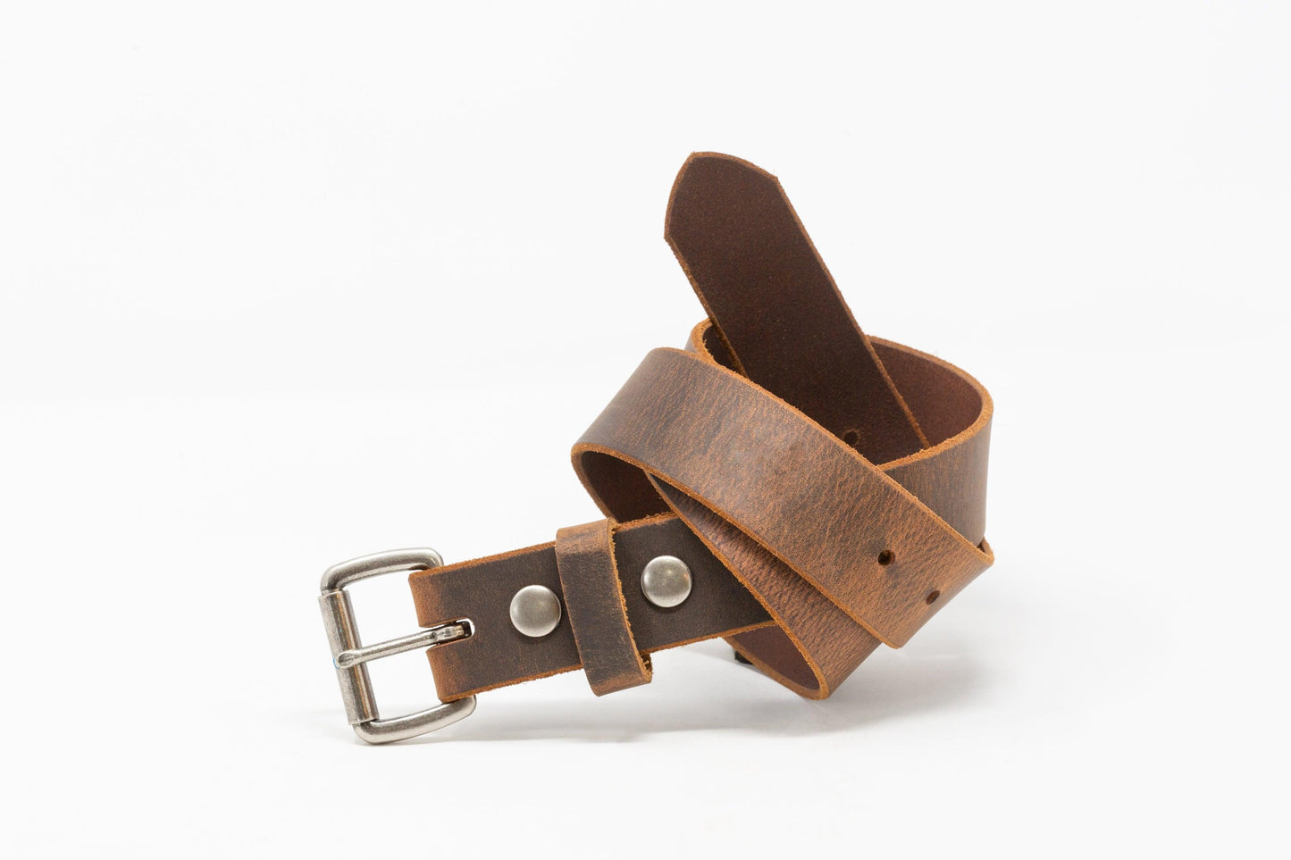 Antique Nickel Roller Buckle Belts - Whiskey Leatherworks
