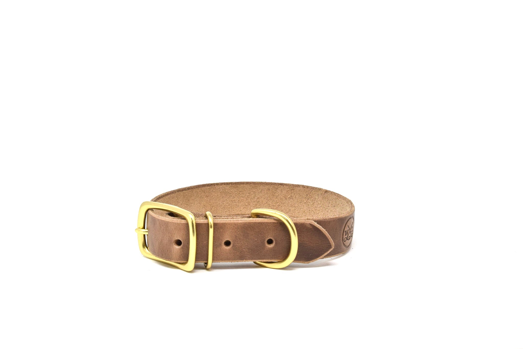 Beige leather 2024 dog collar