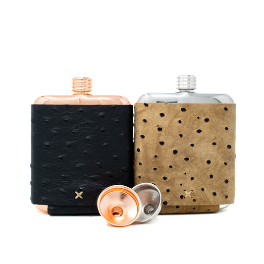 Ostrich Embossed Flasks