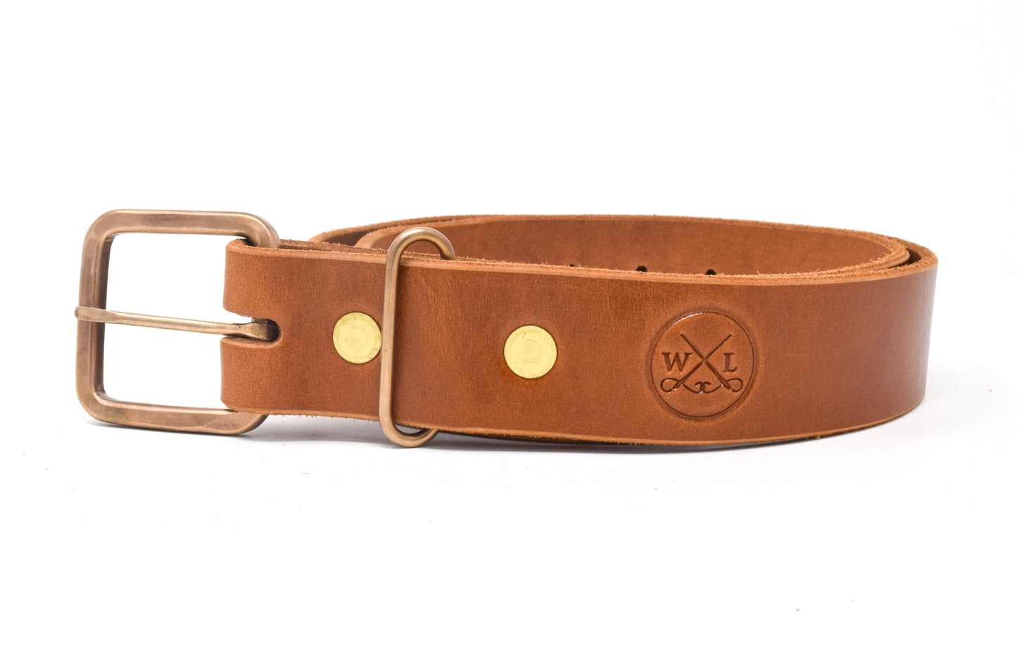 Venice Cognac & Square Rustic Bronze Buckle Belt