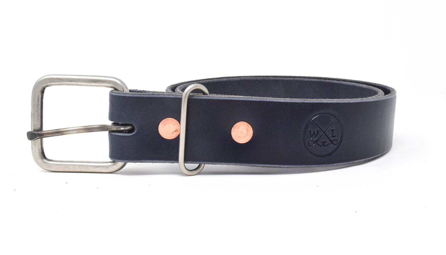 Venice Navy & Square Rustic Stainless Steel Buckle Belt