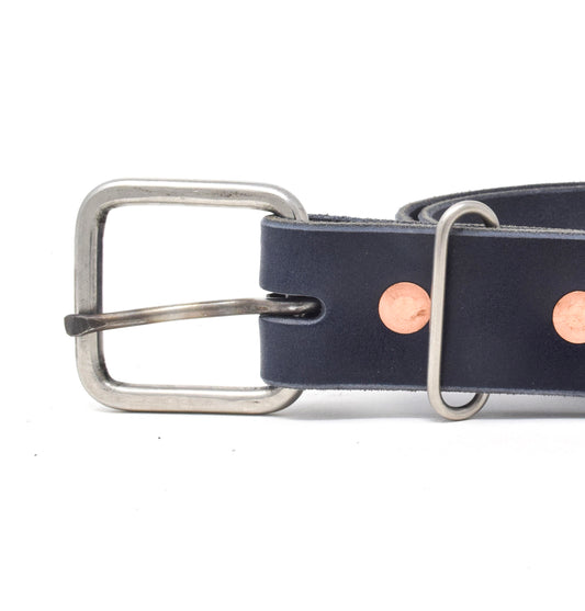 Venice Navy & Square Rustic Stainless Steel Buckle Belt