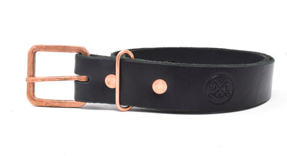 Venice Black & Square Rustic Copper Buckle Belt