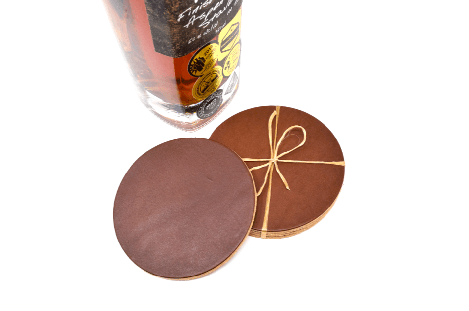 Leather Rocks Glass & Coaster Bundle