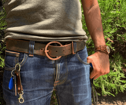 Circle Rustic Copper Buckle Belts Whiskey Leatherworks