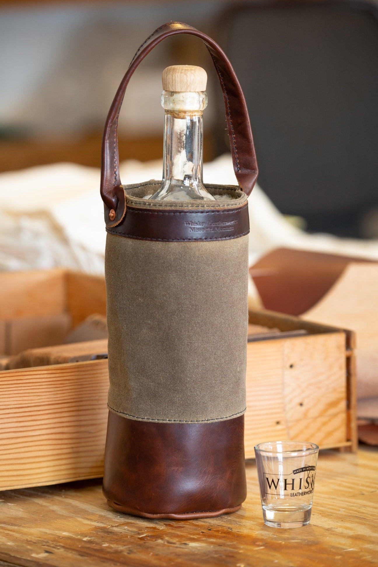 The RFS Wine & Whiskey Tote Whiskey Leatherworks
