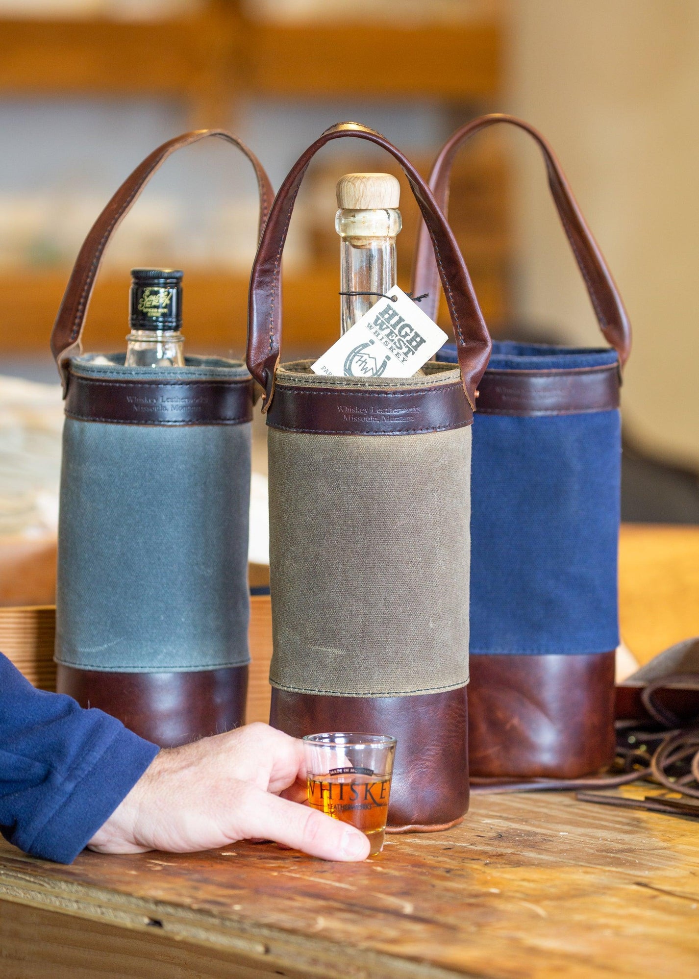 The RFS Wine & Whiskey Tote Whiskey Leatherworks