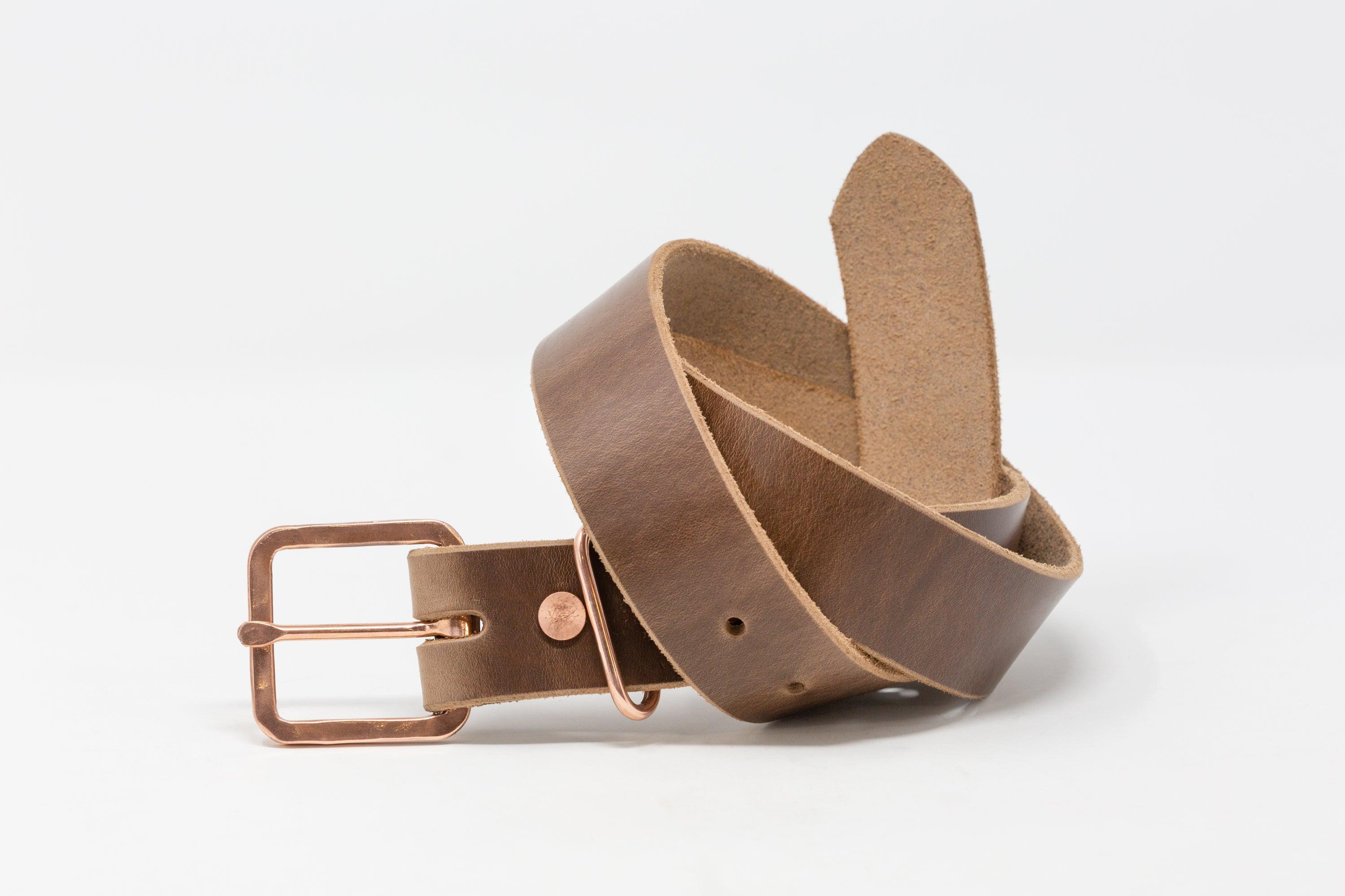 Square Rustic Copper Buckle Belts - Whiskey Leatherworks
