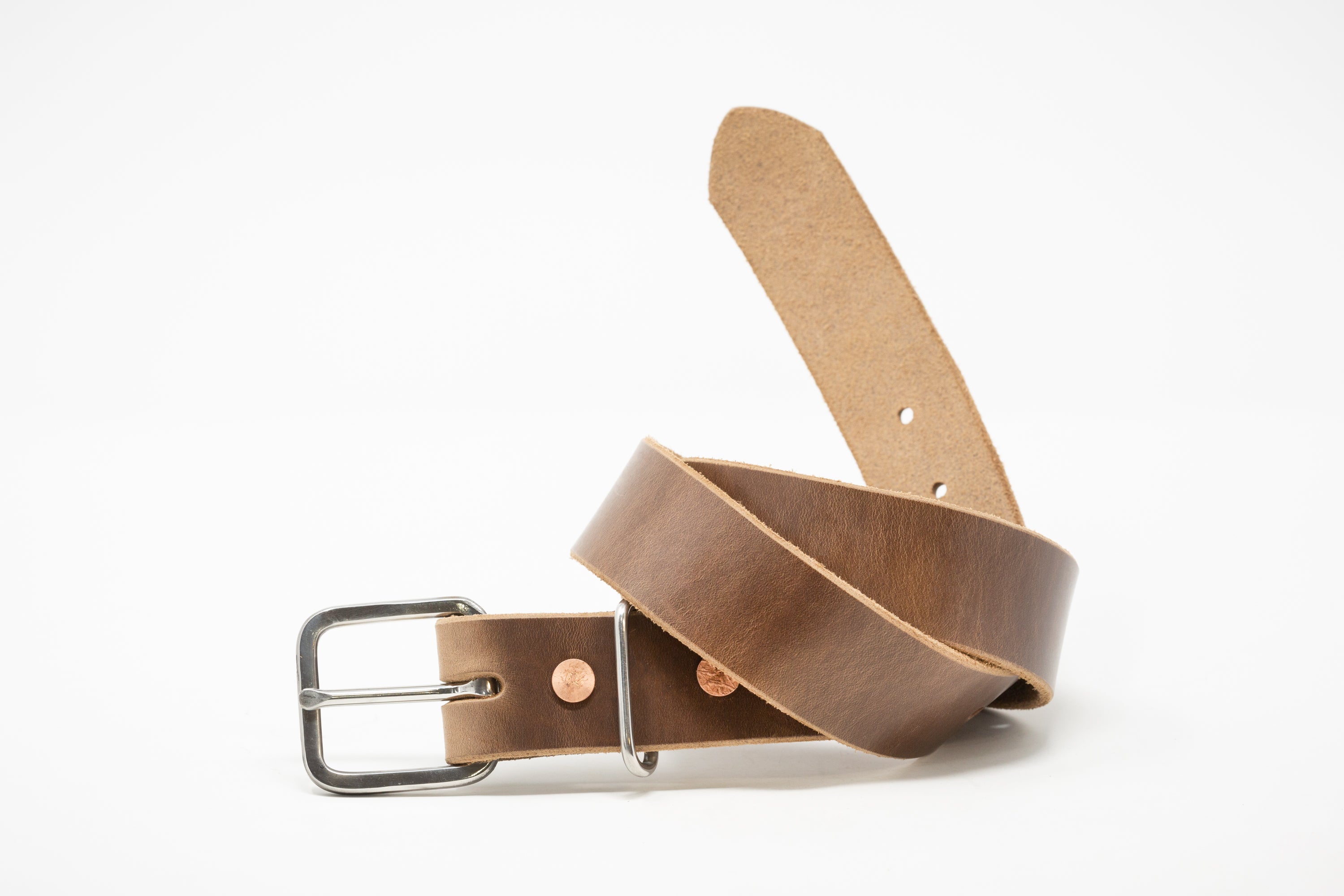 Horween Square Rustic Stainless Steel Buckle Belt